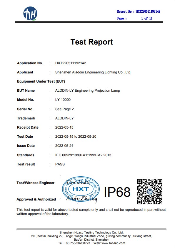 IP68 Test Report